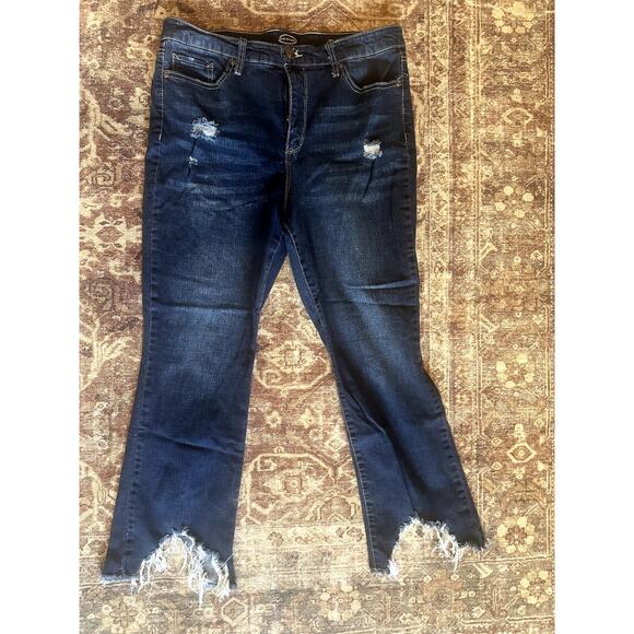 Scoop Bottom Torn Jeans - Picture 1 of 2